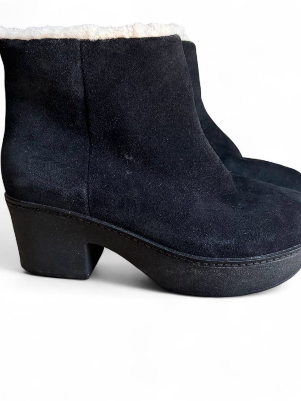 Fitflop Black Suede Shearling-Lined Heel Ankle Boots